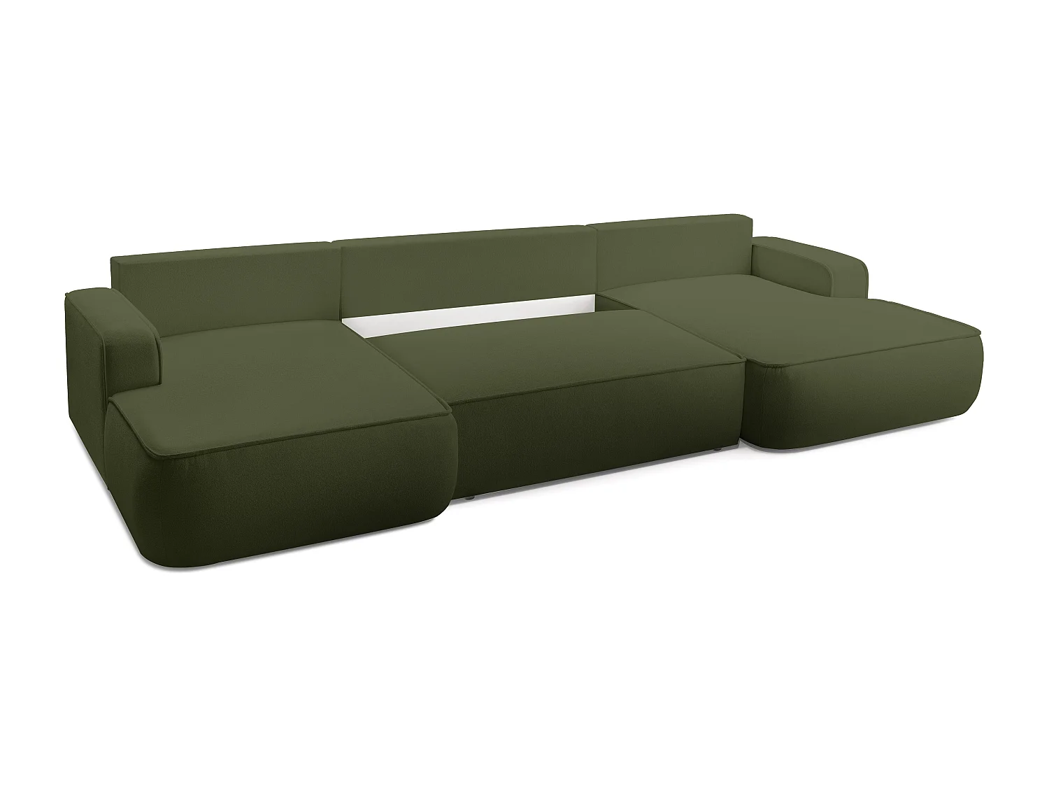 AX LIVING Ablia Sofa U-Form mit Schlaffunktion Dunkelgrün 364 cm