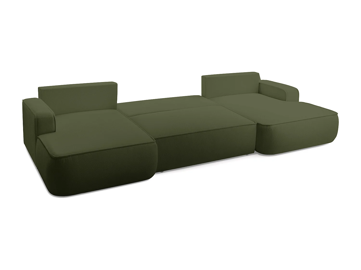AX LIVING Ablia Sofa U-Form mit Schlaffunktion Dunkelgrün 364 cm