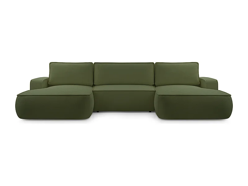 AX LIVING Canapé en U avec fonction lit Ablia 364 cm vert foncé