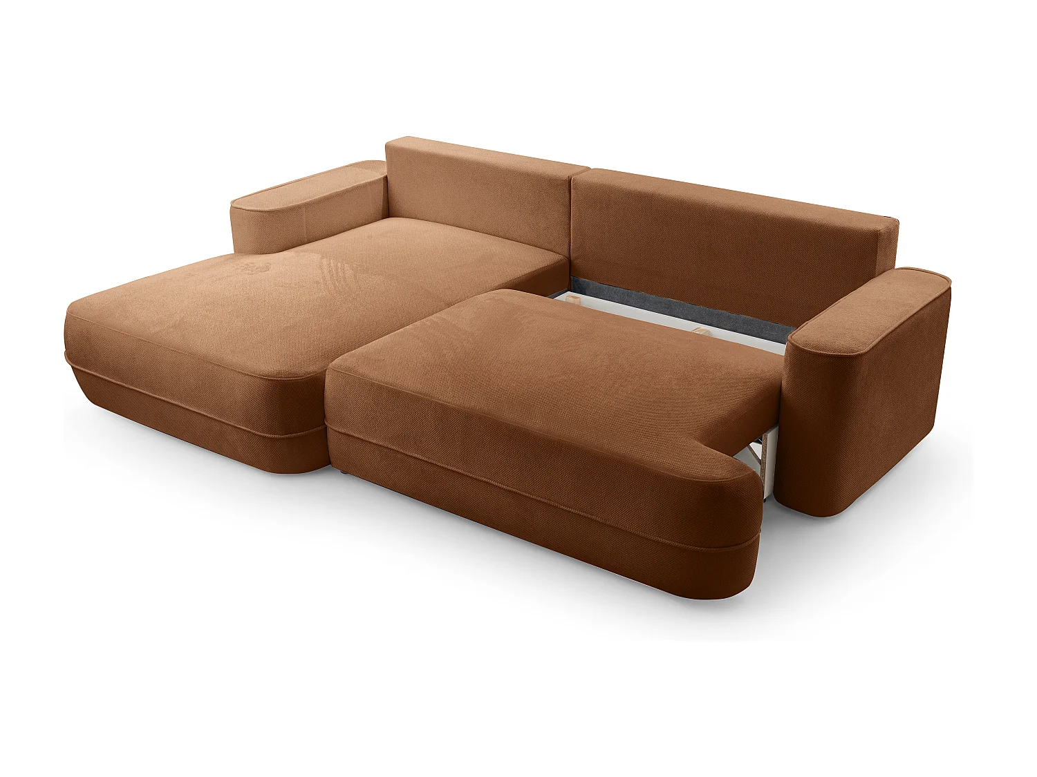 AX LIVING Ecksofa mit Schlaffunktion Peoni 267cm kupferfarbener Stil L