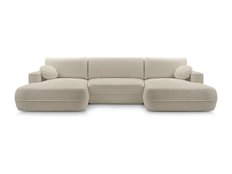 AX LIVING Canapé d’angle en U avec fonction lit Peoni 364 cm beige