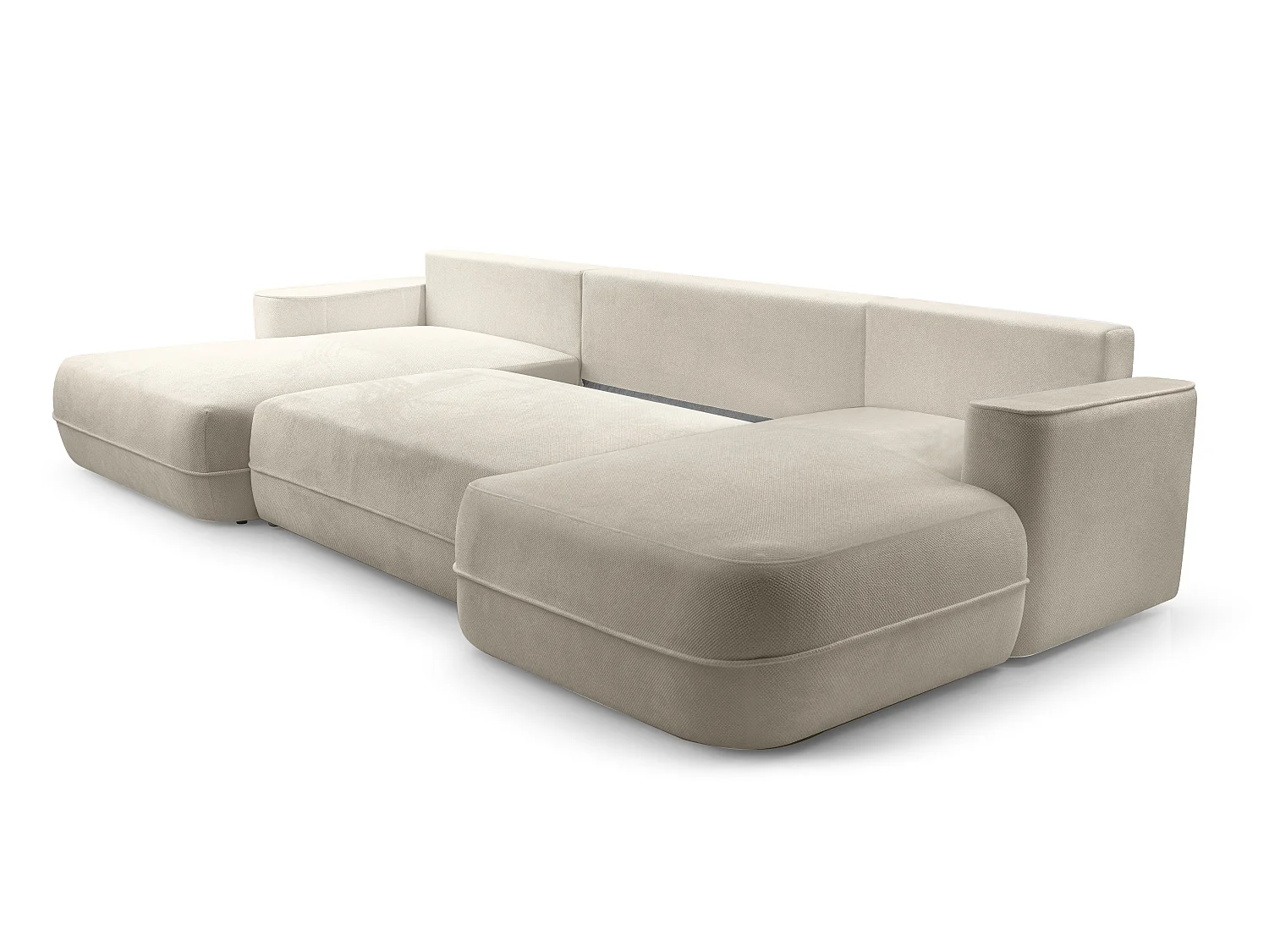 AX LIVING Canapé d’angle en U avec fonction lit Peoni 364 cm beige