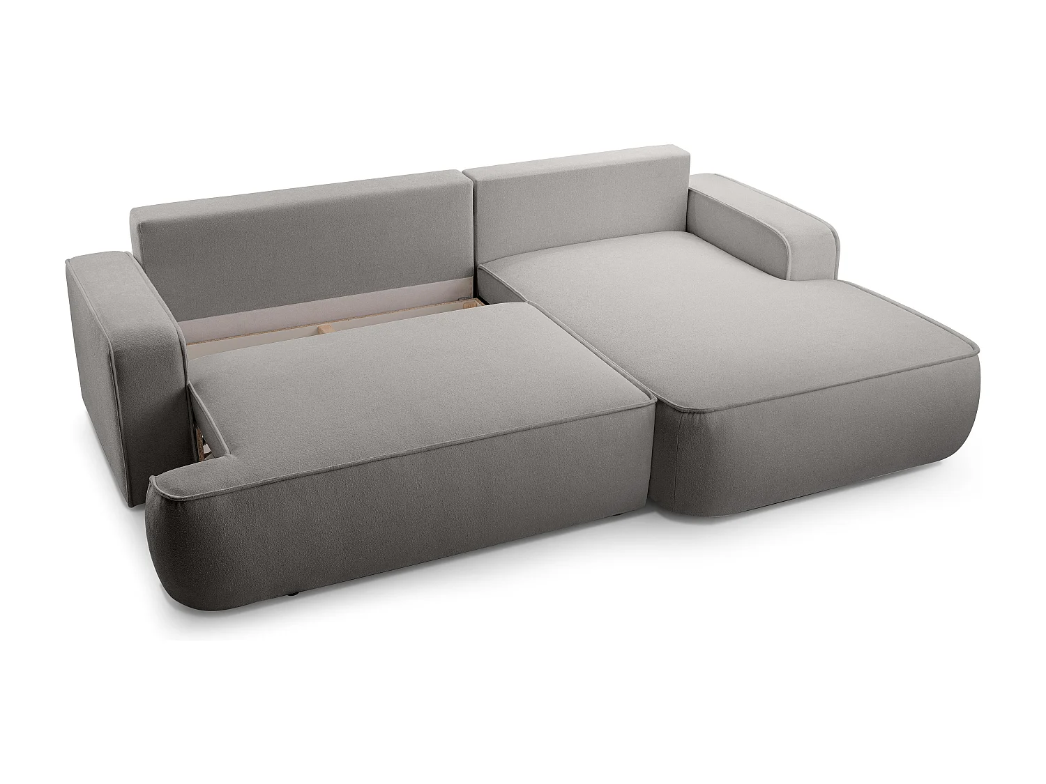 AX LIVING Canapé en L avec fonction lit Ablia 267 cm gris clair D
