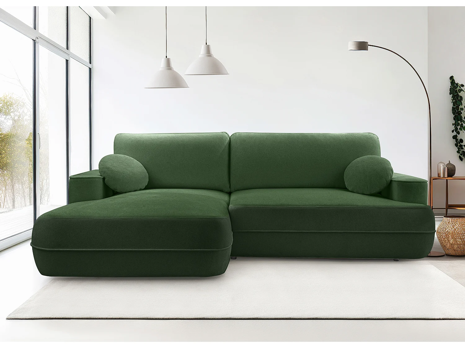 AX LIVING Ecksofa mit Schlaffunktion Grün Peoni 267 cm breit elegant L