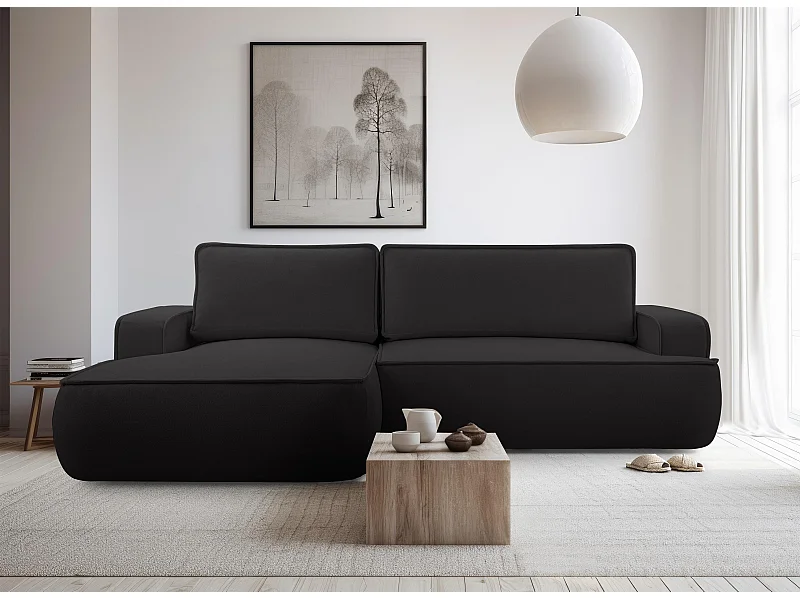 AX LIVING Canapé en L avec fonction lit Ablia 267 cm noir G