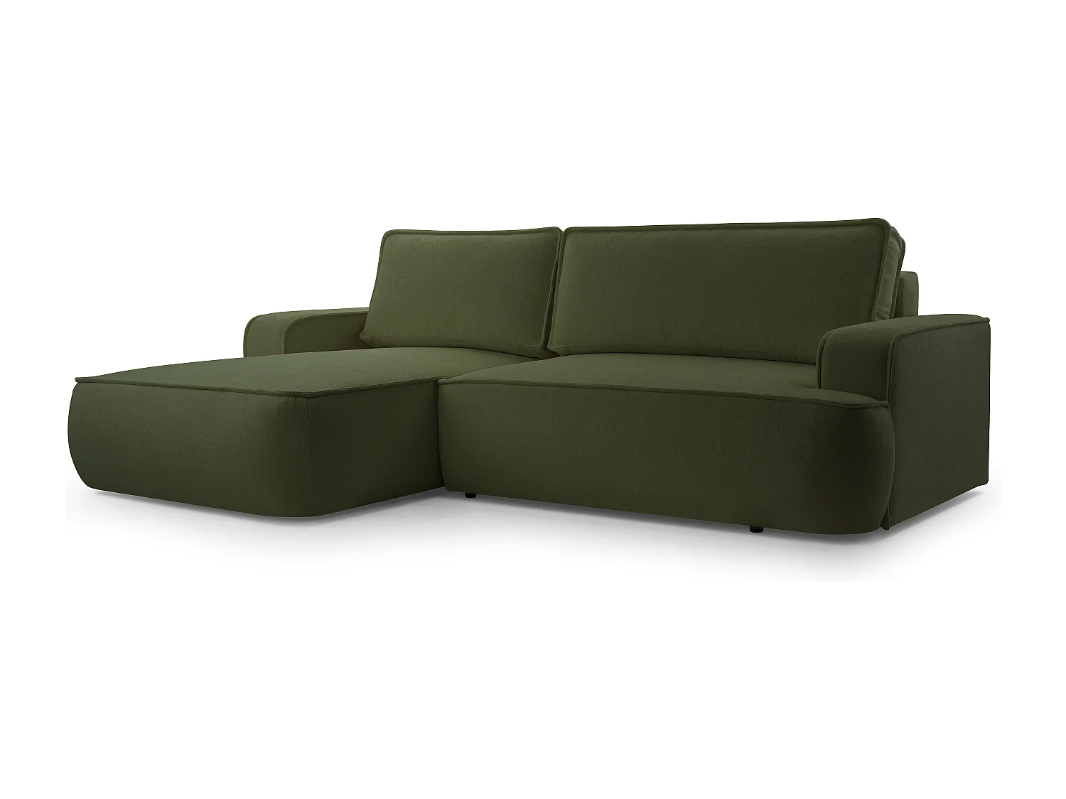 AX LIVING Canapé en L avec fonction lit Ablia 267 cm vert foncé G