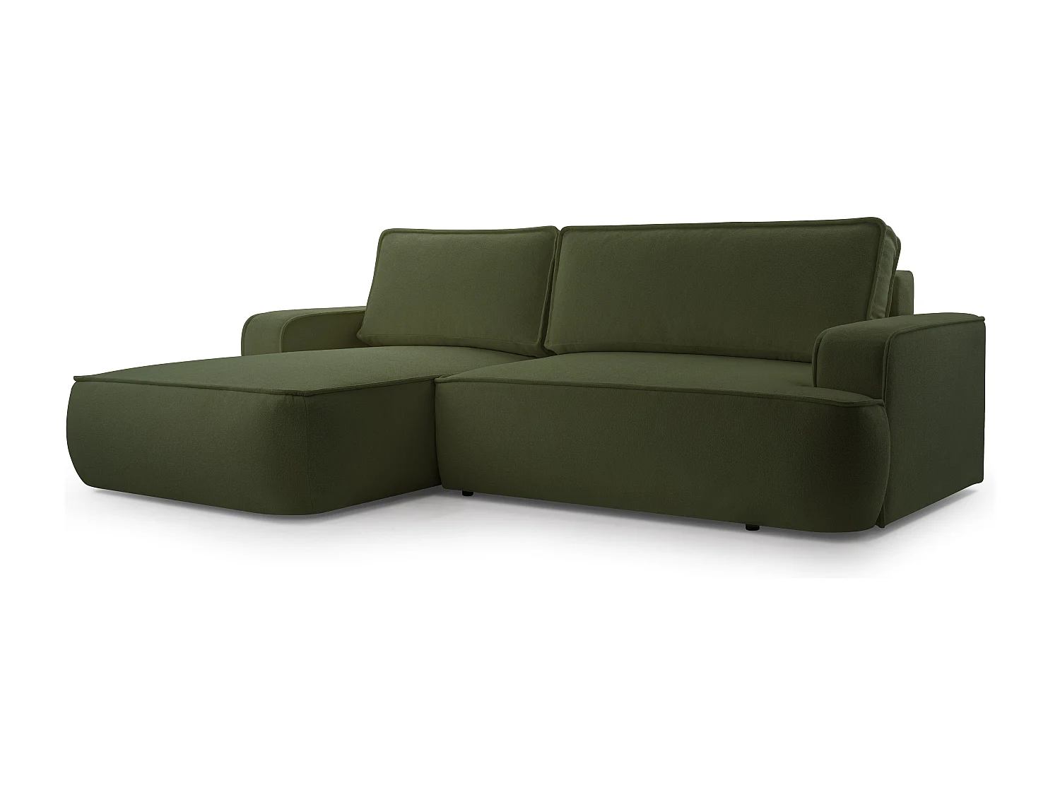 AX LIVING Canapé en L avec fonction lit Ablia 267 cm vert foncé G