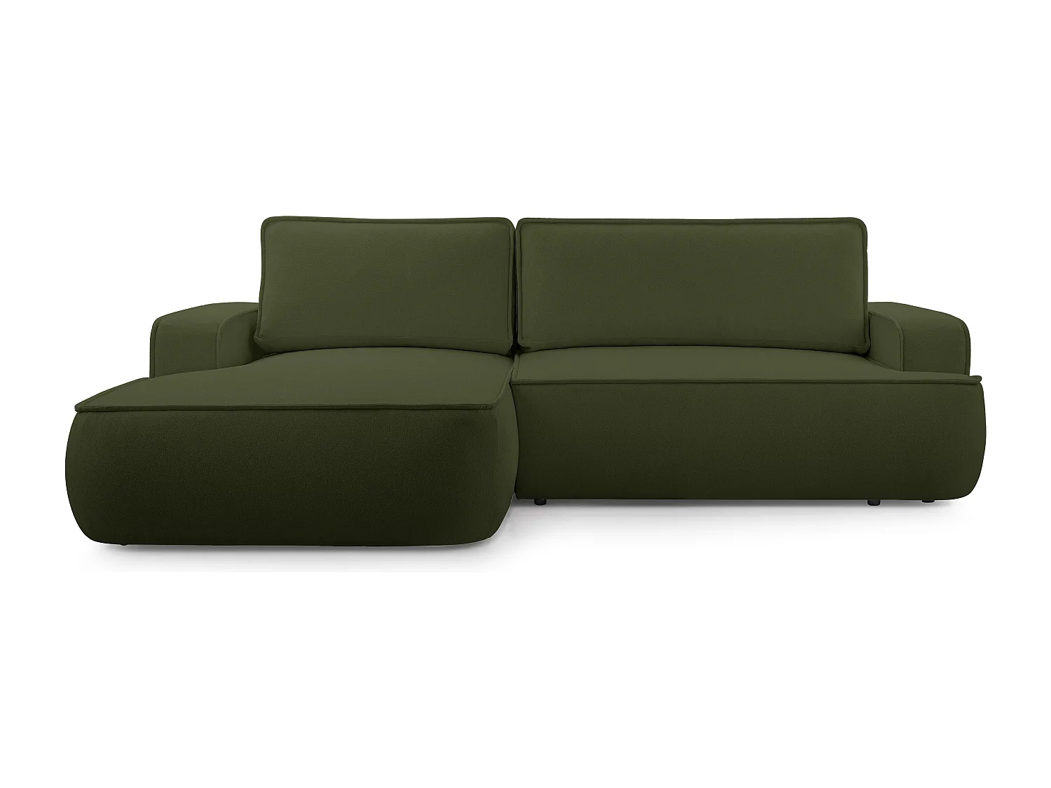AX LIVING Canapé en L avec fonction lit Ablia 267 cm vert foncé G