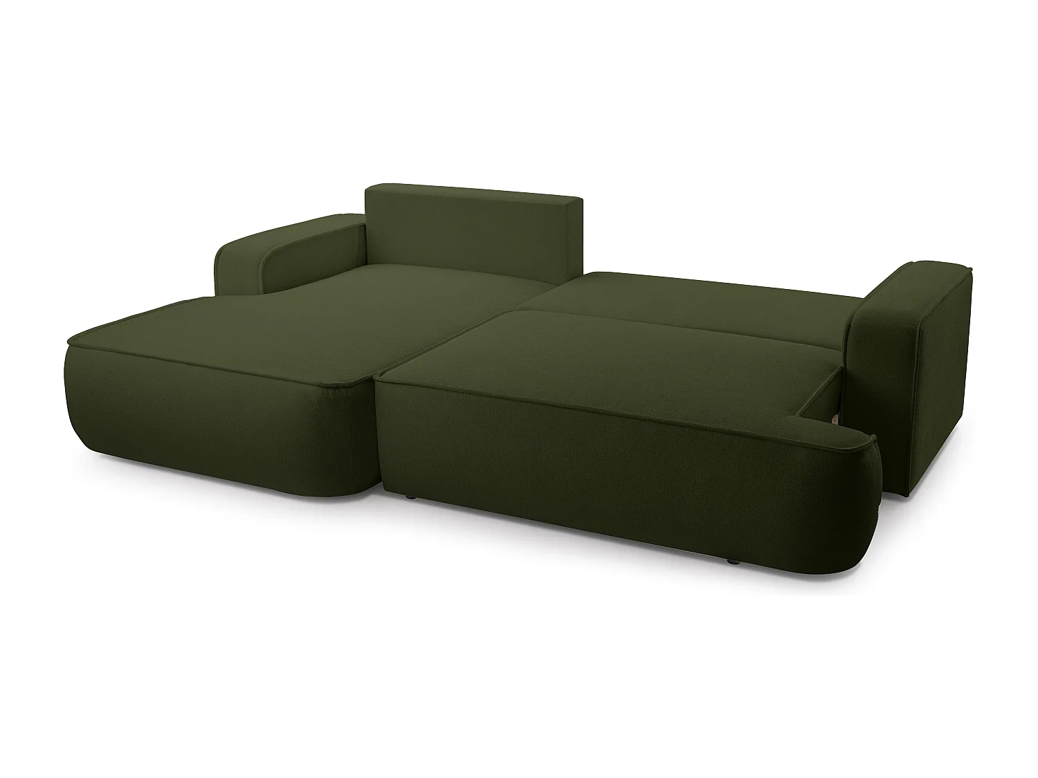 AX LIVING Canapé en L avec fonction lit Ablia 267 cm vert foncé G