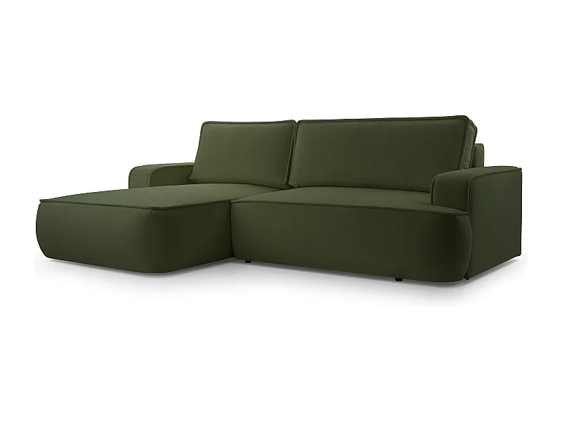 AX LIVING Canapé en L avec fonction lit Ablia 267 cm vert foncé G