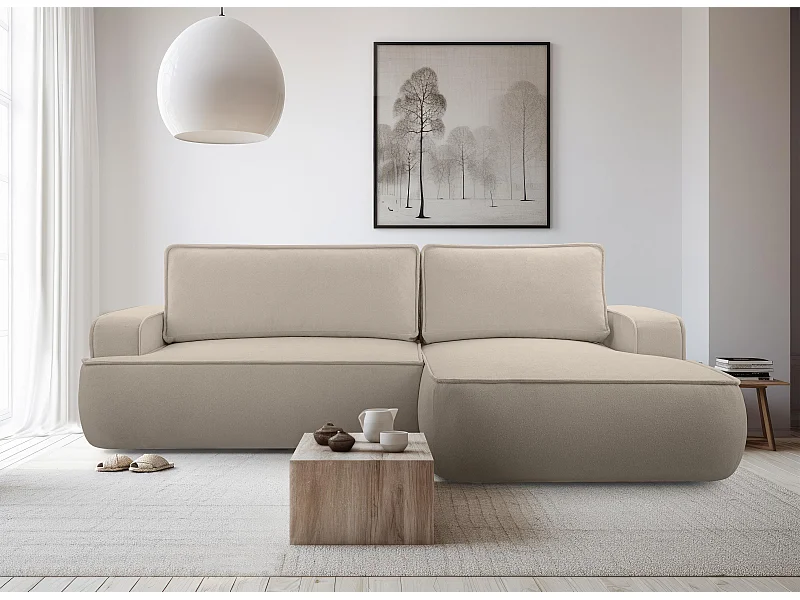 AX LIVING Hoekbank met slaapfunctie Ablia beige hoekbank rechts 267 cm
