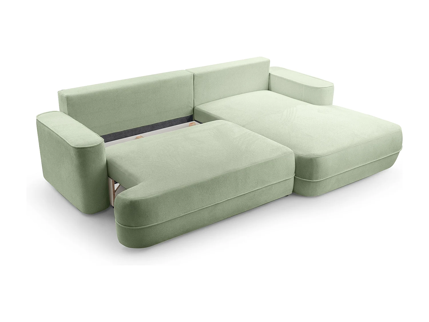 AX LIVING Ecksofa mit Schlaffunktion Peoni 267 cm salbeigrüner Stil R