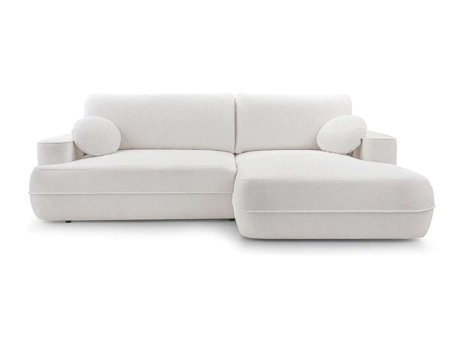 AX LIVING Ecksofa mit Schlaffunktion Peoni 267 cm weiß Bettkasten R