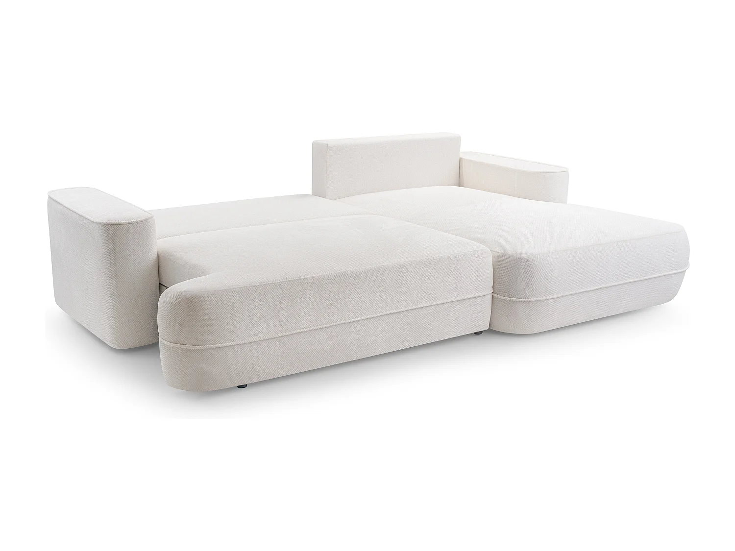 AX LIVING Ecksofa mit Schlaffunktion Peoni 267 cm weiß Bettkasten R