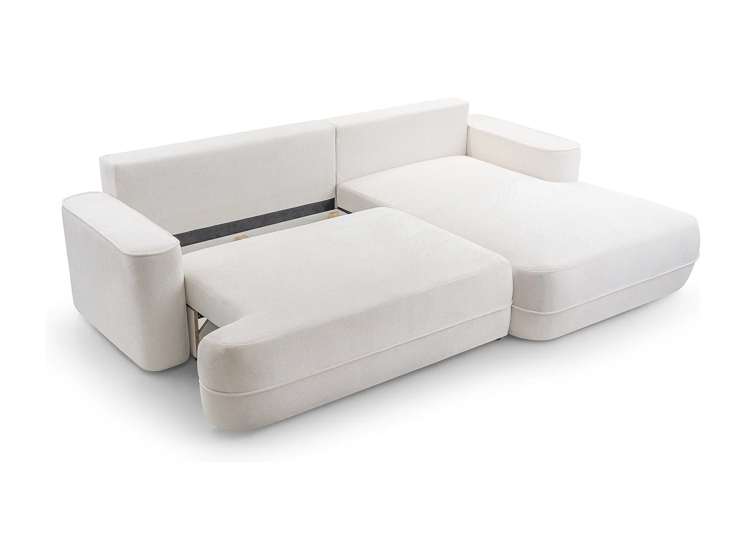 AX LIVING Canapé d’angle avec fonction lit Peoni 267 cm blanc D