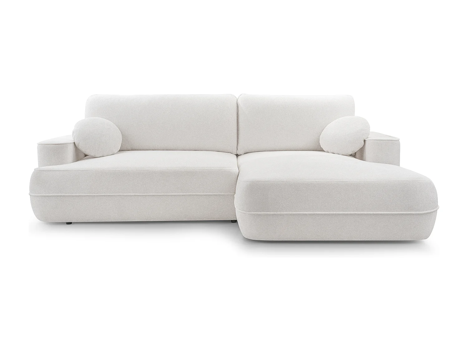 AX LIVING Ecksofa mit Schlaffunktion Peoni 267 cm weiß Bettkasten R
