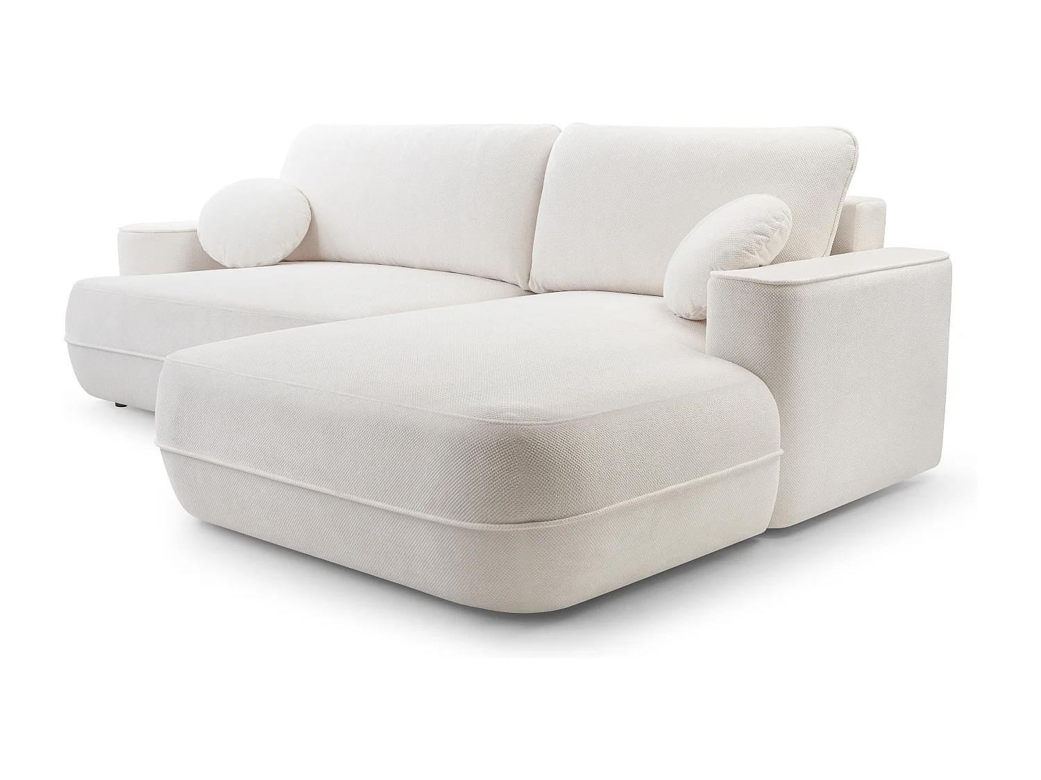 AX LIVING Ecksofa mit Schlaffunktion Peoni 267 cm weiß Bettkasten R