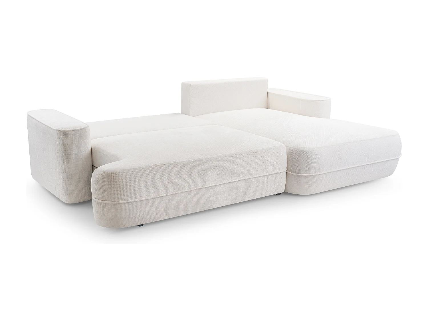 AX LIVING Ecksofa mit Schlaffunktion Peoni 267 cm weiß Bettkasten R