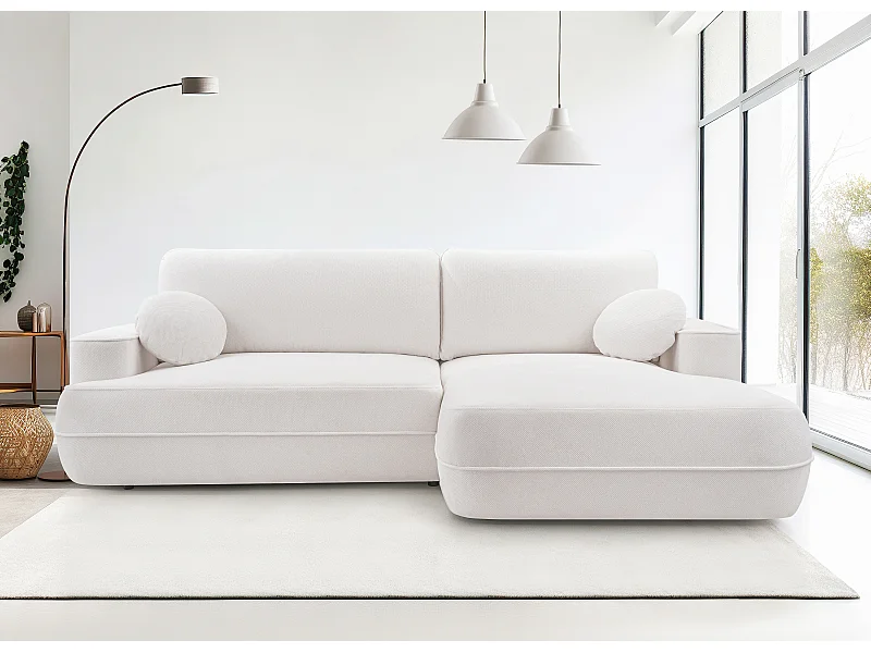 AX LIVING Witte hoekbank met slaapfunctie Peoni 267 cm met bedlade R