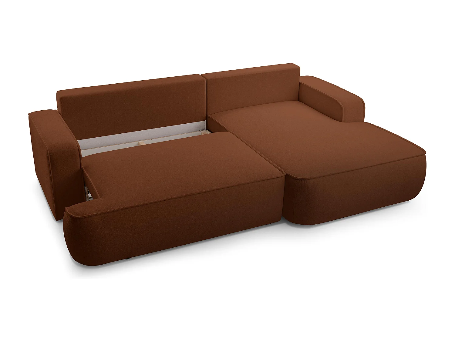 AX LIVING Canapé en L avec fonction lit Ablia 267 cm rouge brique D