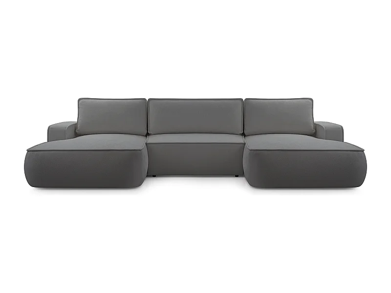 AX LIVING Bank in u vorm Ablia grijze hoekbank met slaapfunctie 364 cm