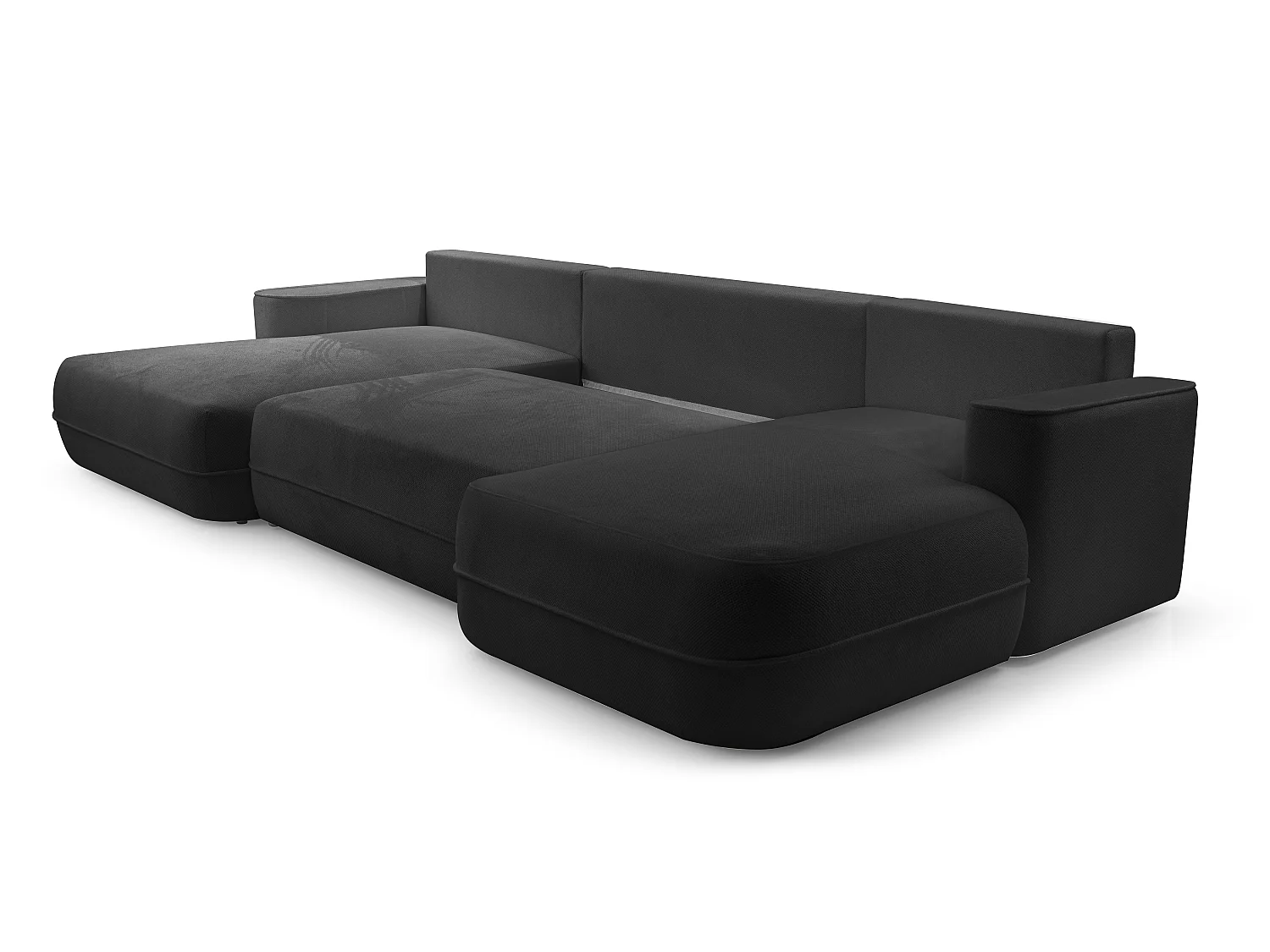 AX LIVING U Form Sofa mit Schlaffunktion Peoni 364cm elegantes Schwarz
