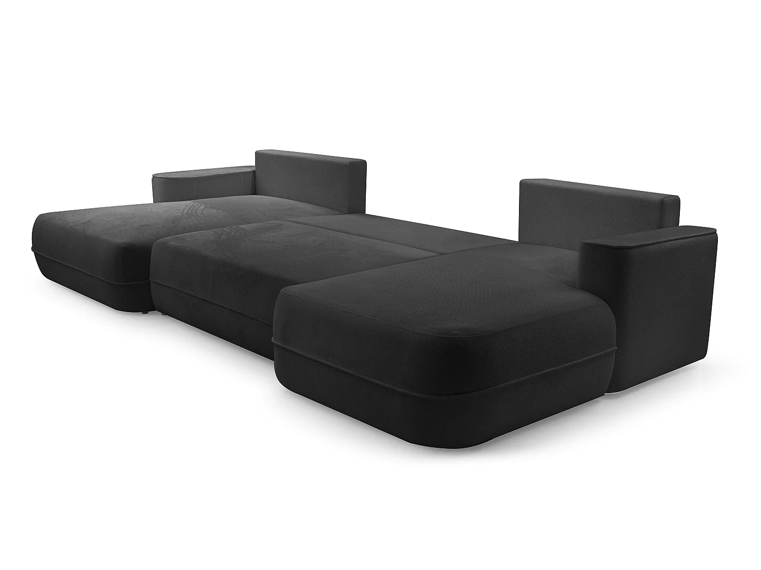 AX LIVING U Form Sofa mit Schlaffunktion Peoni 364cm elegantes Schwarz