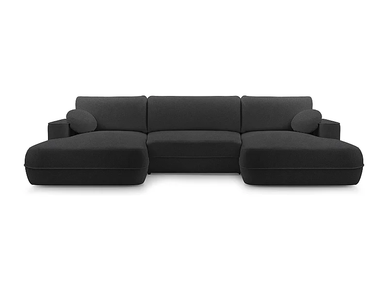 AX LIVING U bankstel zwarte hoekbank met slaapfunctie Peoni 364 cm