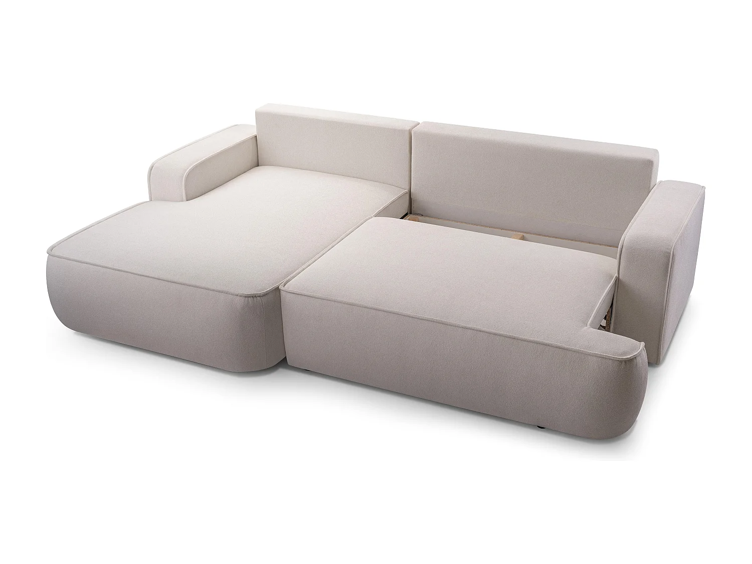 AX LIVING Ablia Sofa L Form mit Schlaffunktion Creme Ecksofa 267 cm L