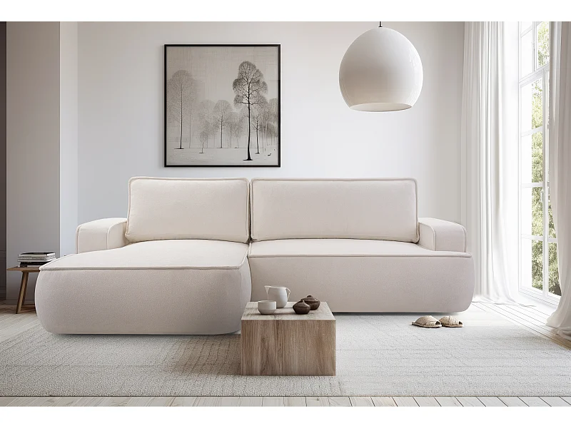 AX LIVING Canapé en L avec fonction lit Ablia 267 cm crème G