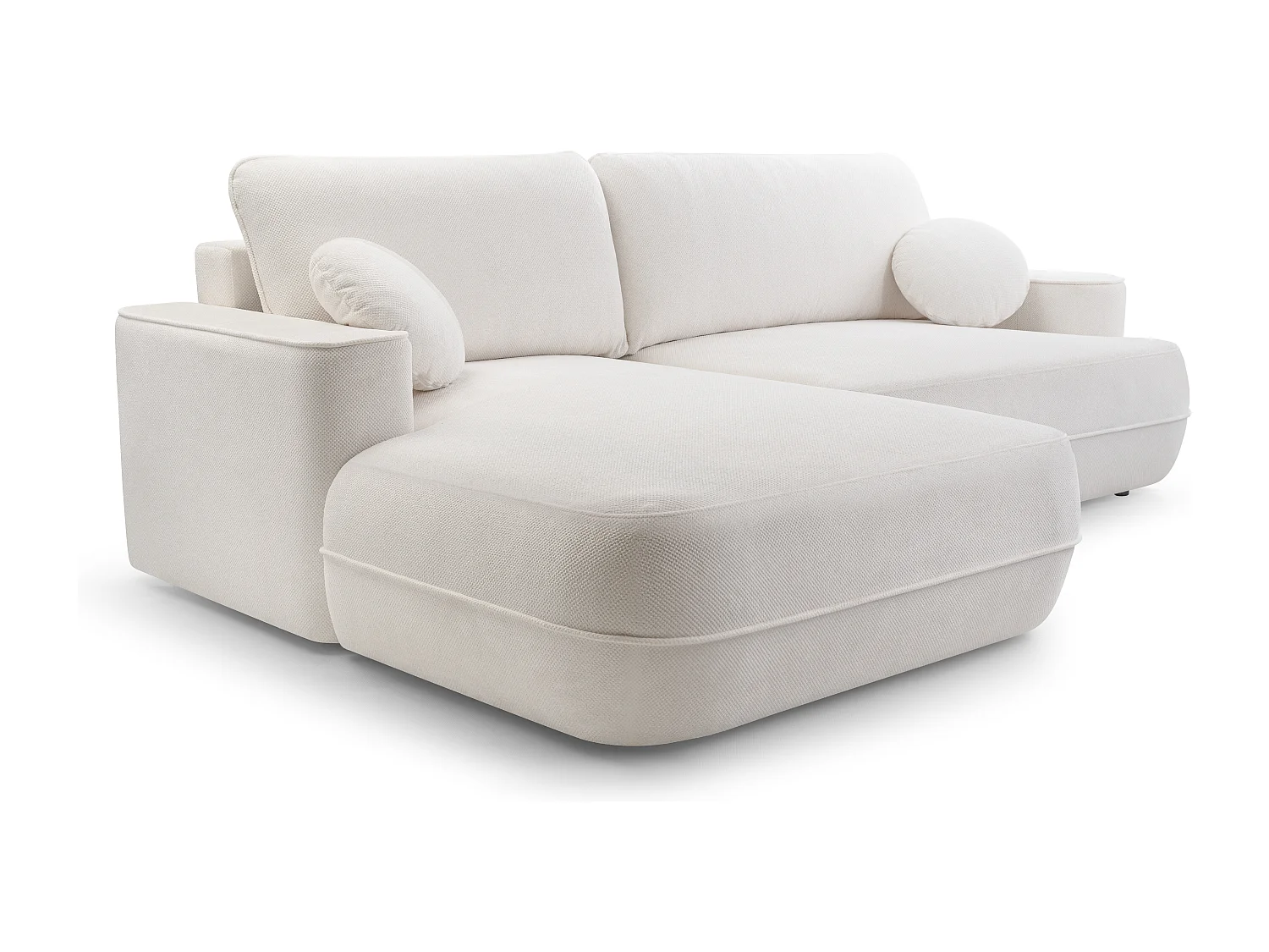 AX LIVING Witte hoekbank met slaapfunctie Peoni 267 cm met bedlade L