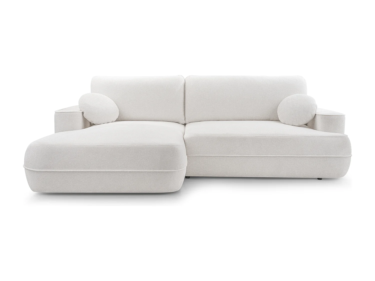 AX LIVING Ecksofa mit Schlaffunktion Peoni 267 cm weiß Bettkasten L