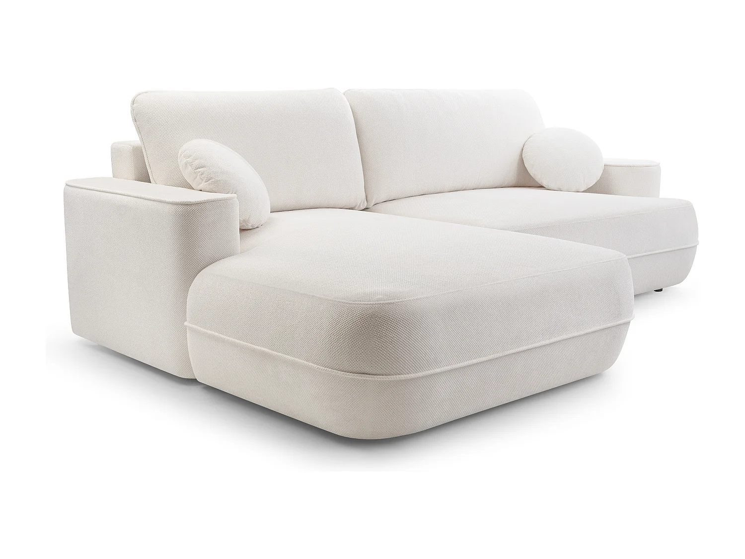 AX LIVING Ecksofa mit Schlaffunktion Peoni 267 cm weiß Bettkasten L