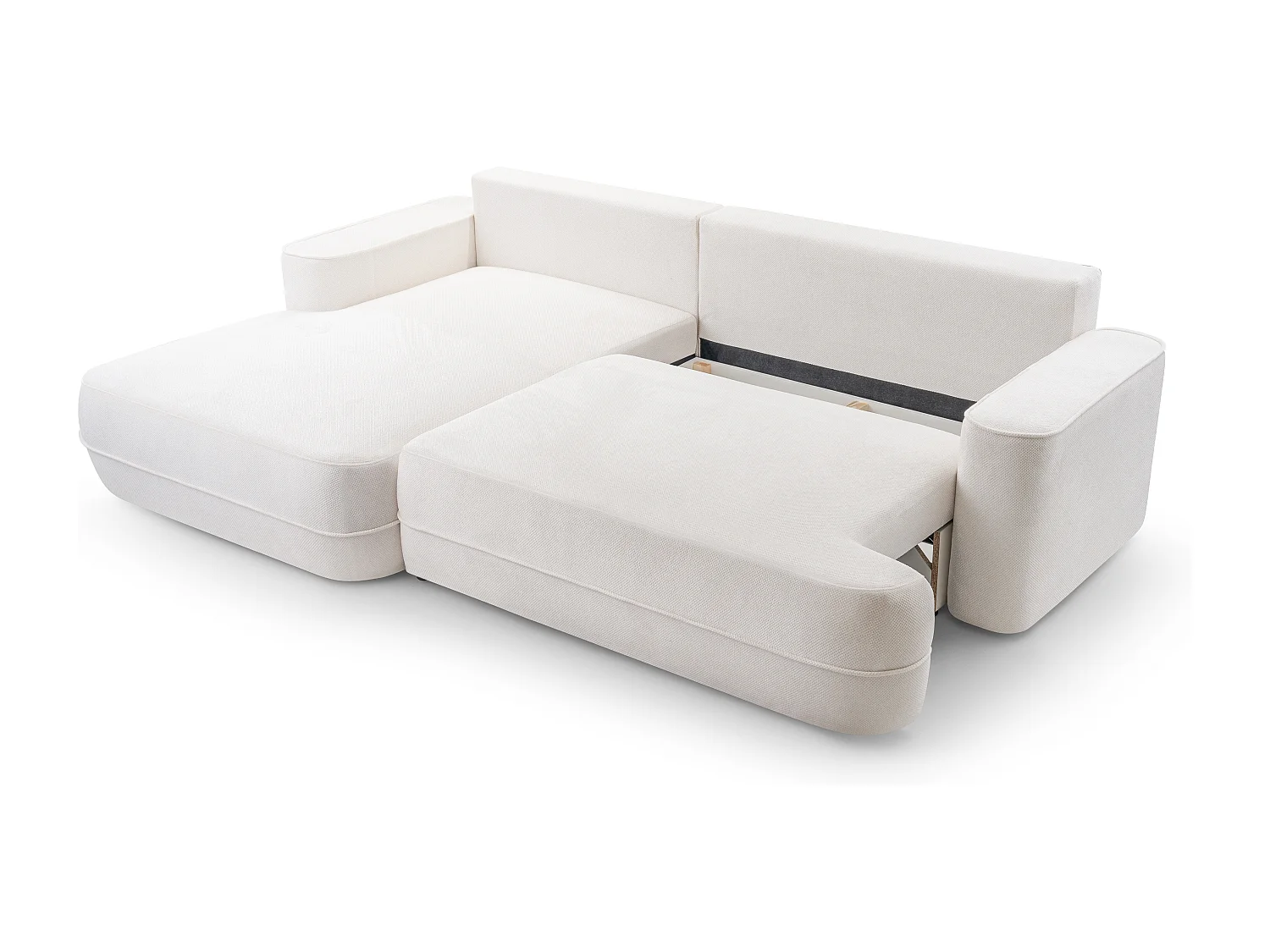AX LIVING Ecksofa mit Schlaffunktion Peoni 267 cm weiß Bettkasten L