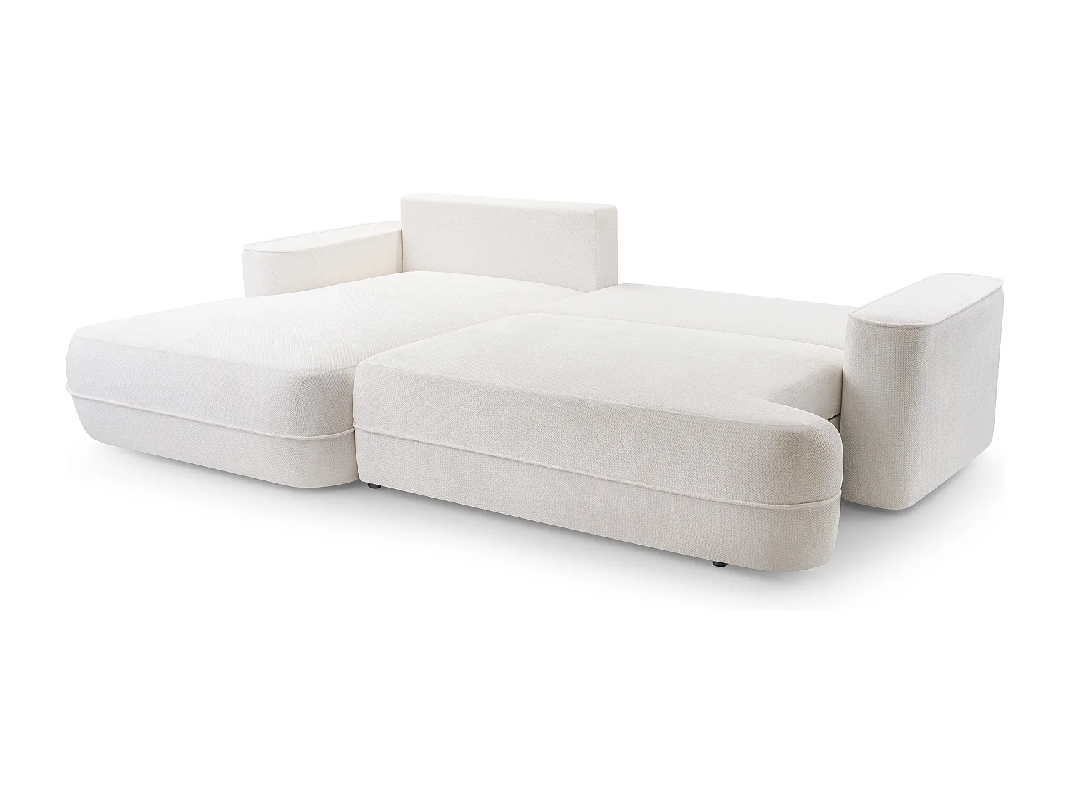 AX LIVING Ecksofa mit Schlaffunktion Peoni 267 cm weiß Bettkasten L