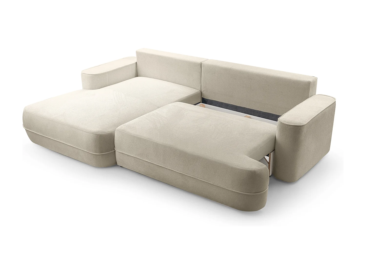 AX LIVING Ecksofa beige mit Schlaffunktion Peoni 267 cm breit modern L