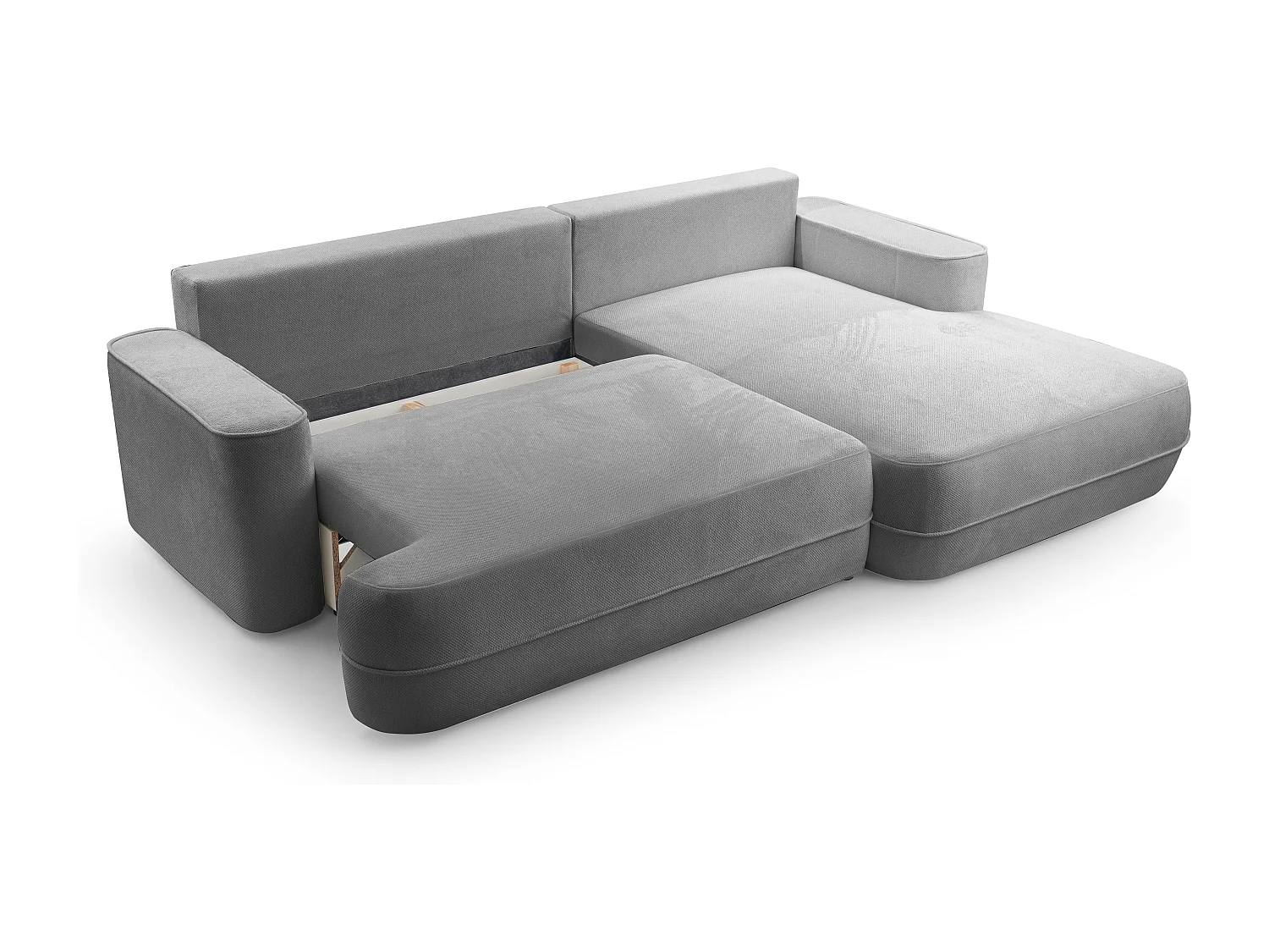 AX LIVING Hellgrau Ecksofa mit Schlaffunktion Peoni 267 cm modern R