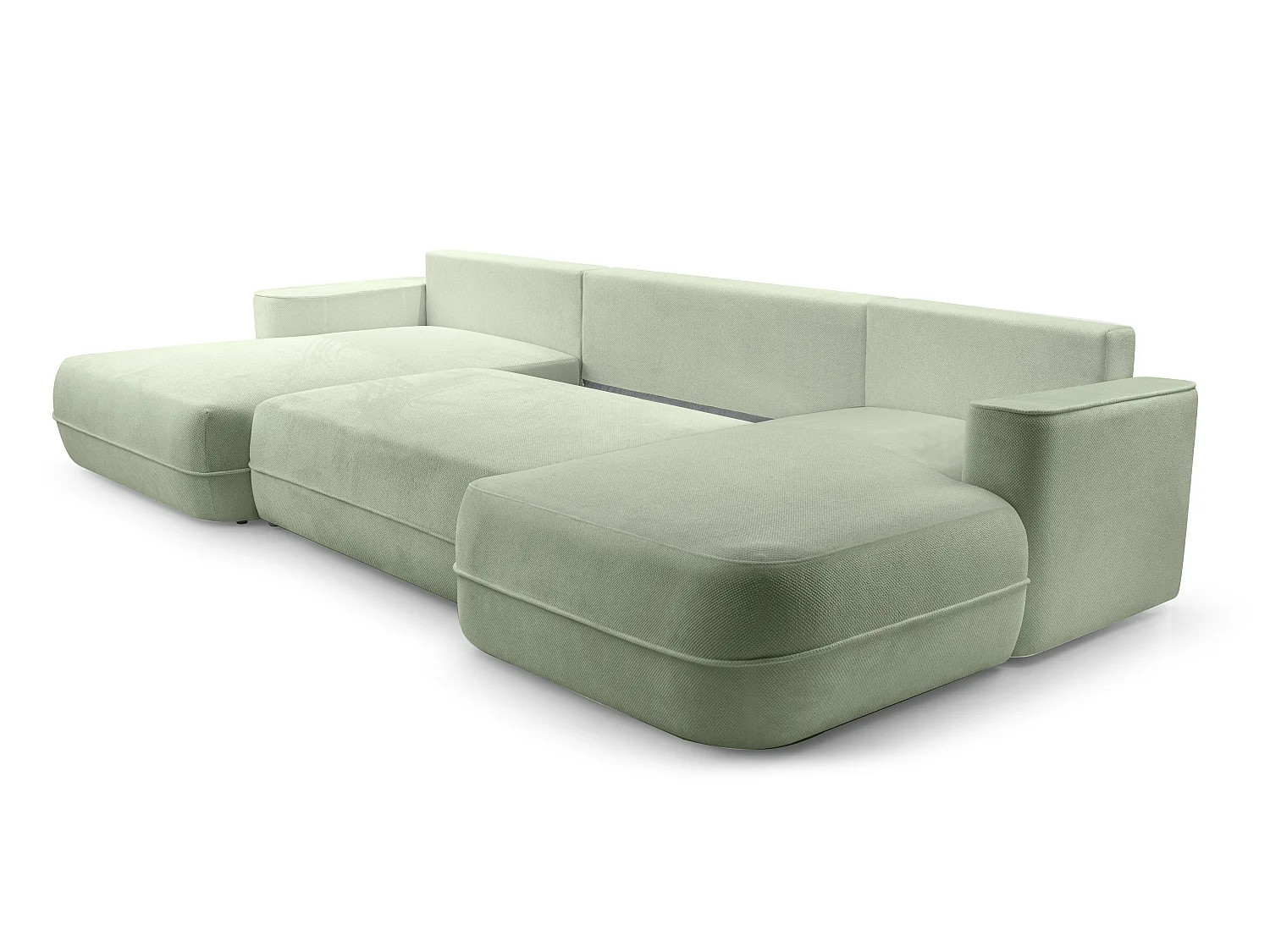 AX LIVING Canapé en U avec fonction lit Peoni 364 vert sauge élégant