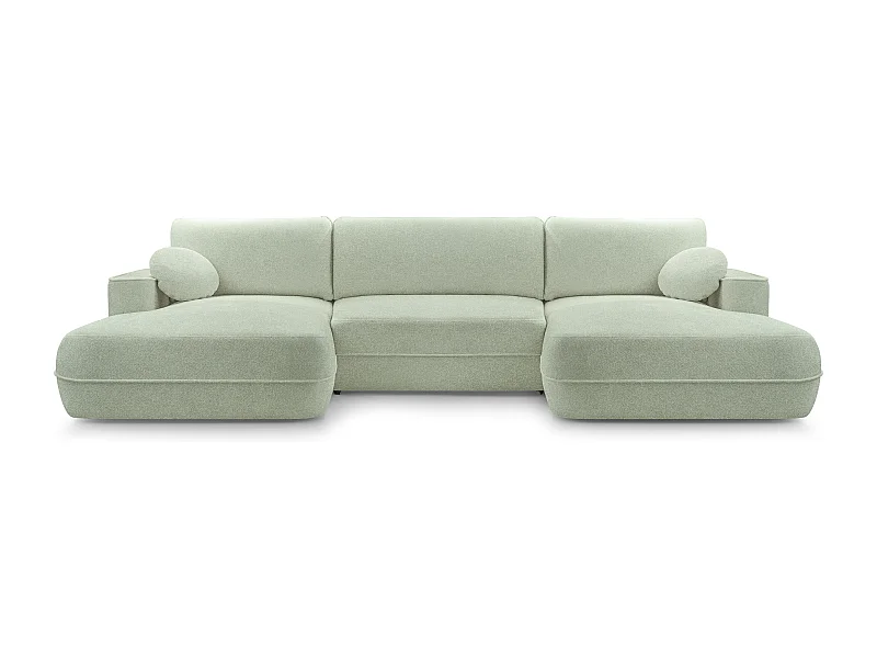 AX LIVING Canapé en U avec fonction lit Peoni 364 vert sauge élégant