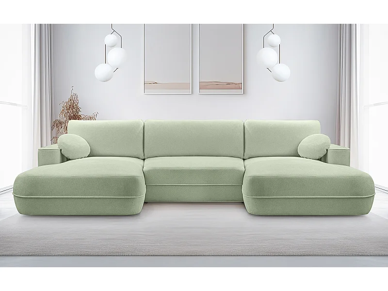 AX LIVING U bankstel saliegroene hoekbank met slaapfunctie Peoni 364
