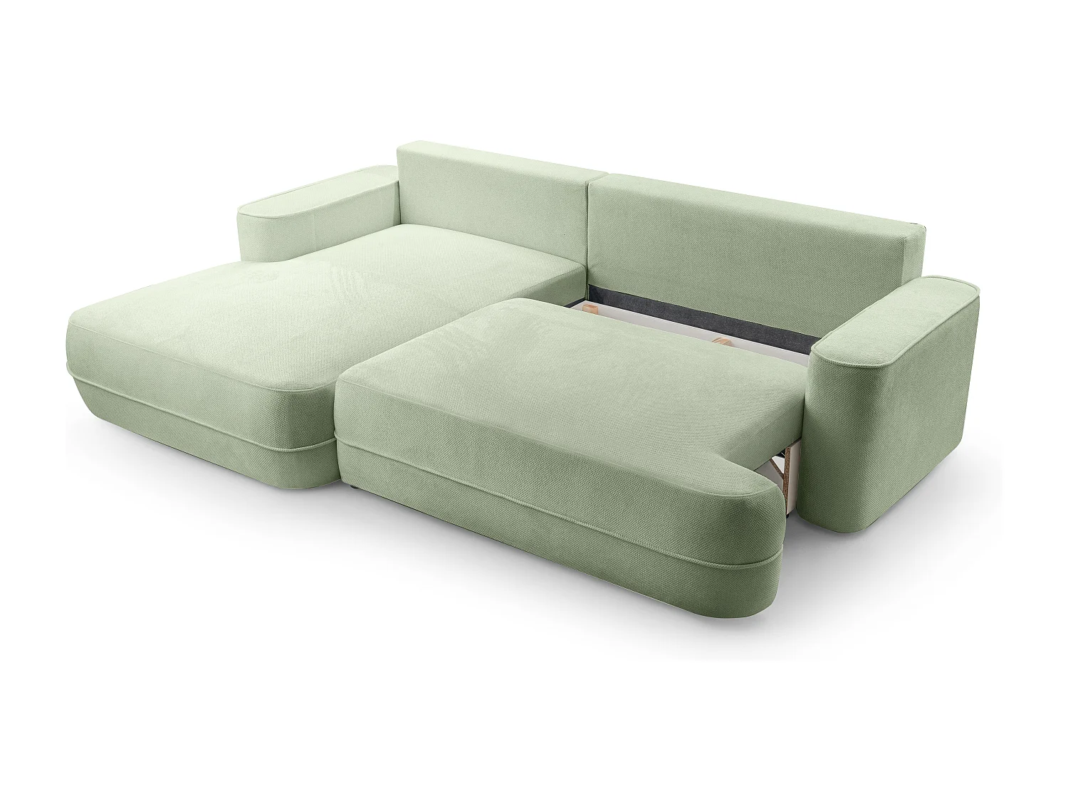 AX LIVING Ecksofa mit Schlaffunktion Peoni 267 cm salbeigrüner Stil L