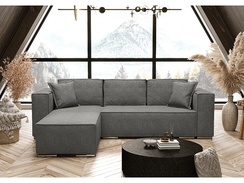 AX LIVING Canapé d'angle convertible  gris, Vinoria, en L, 255 cm G