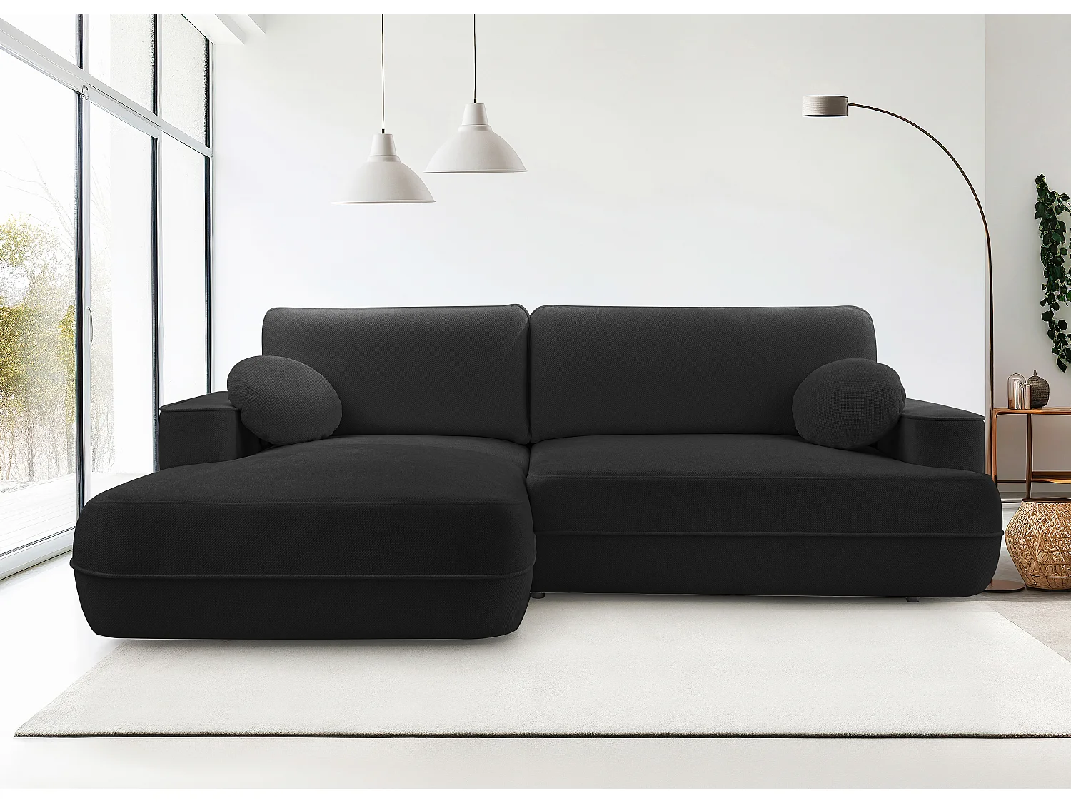 AX LIVING Ecksofa mit Schlaffunktion Peoni 267 cm elegantes Schwarz L