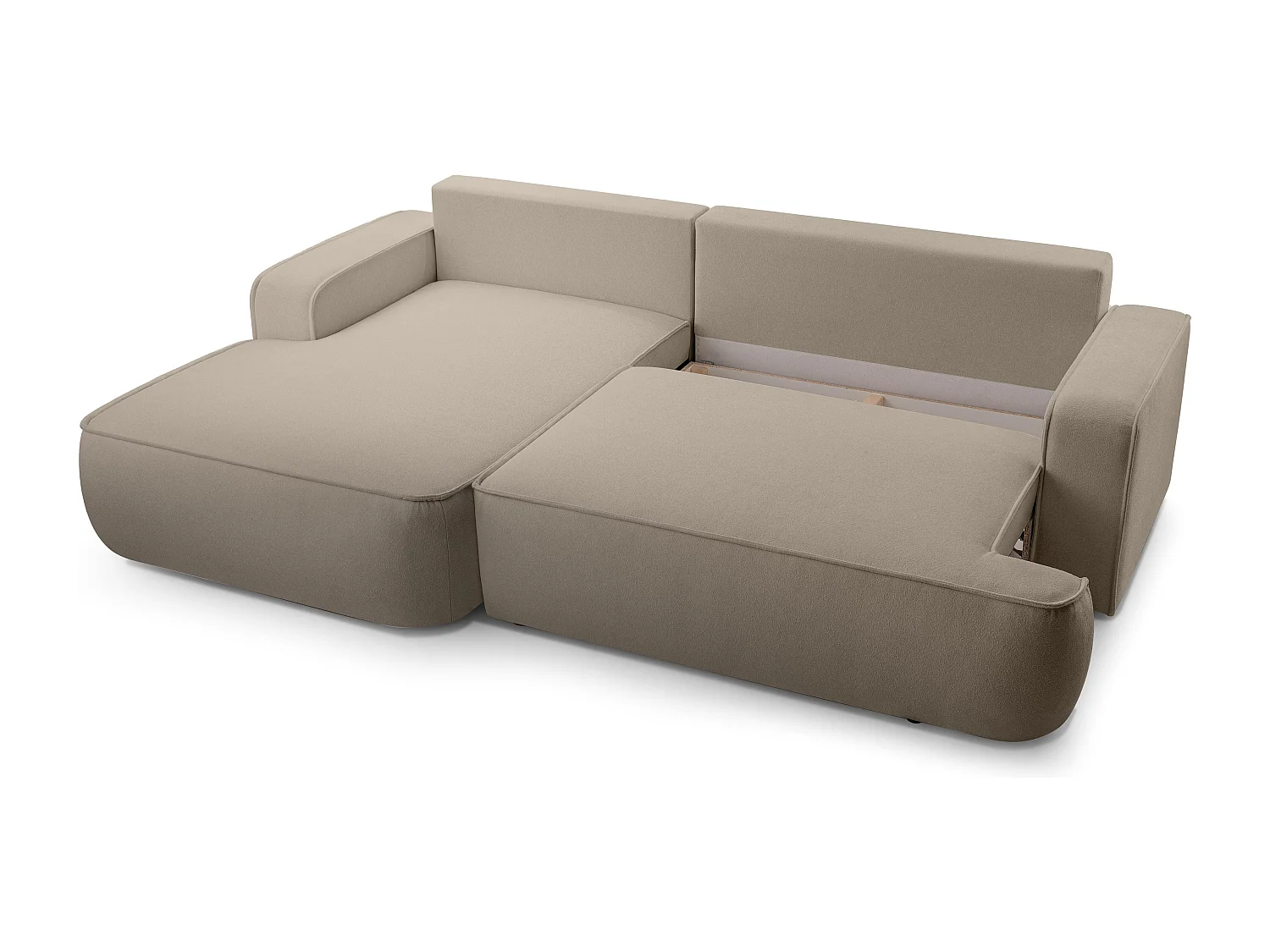 AX LIVING Canapé en L avec fonction lit Ablia 267 cm beige G