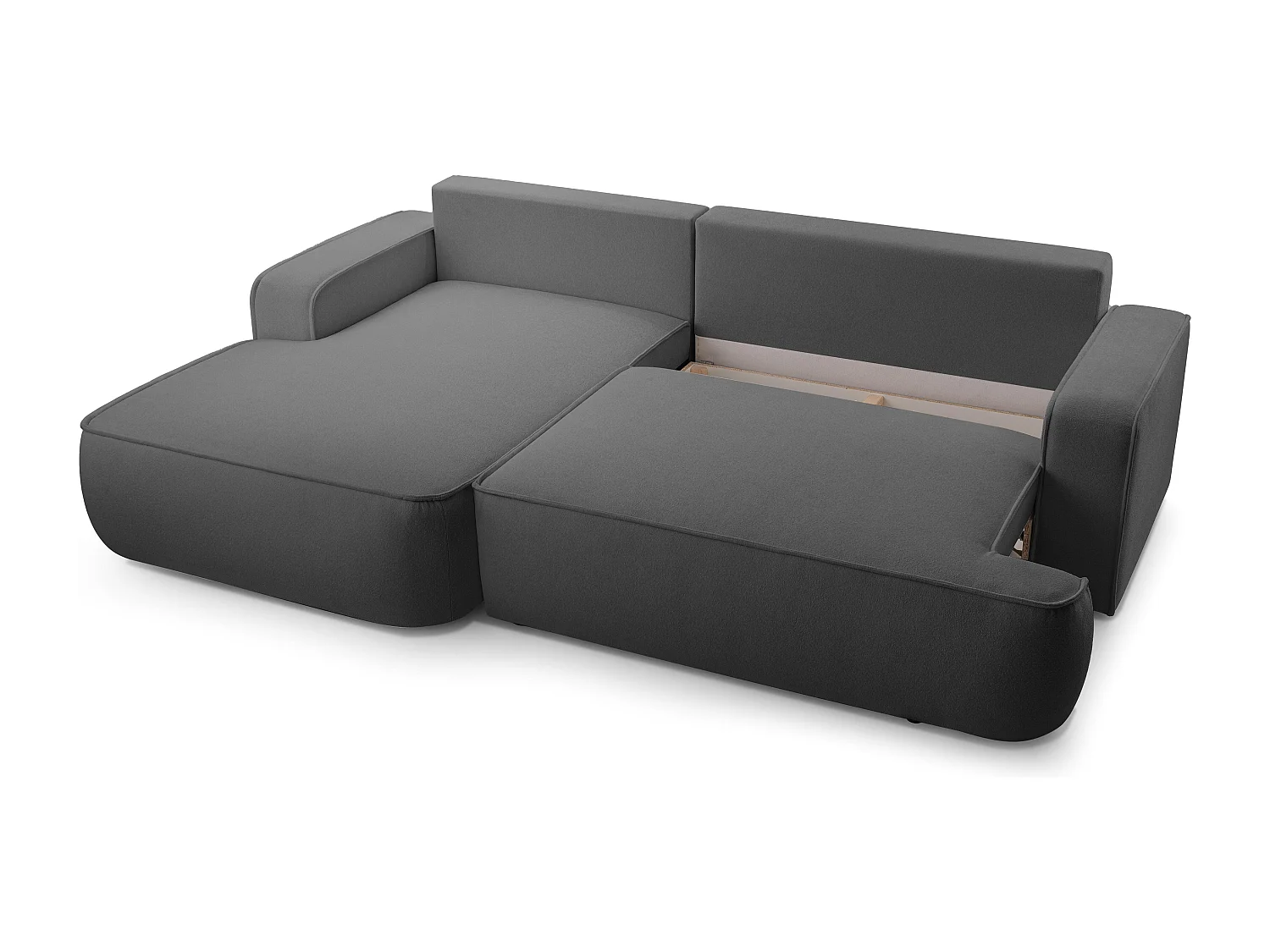 AX LIVING Canapé en L avec fonction lit Ablia 267 cm gris foncé G