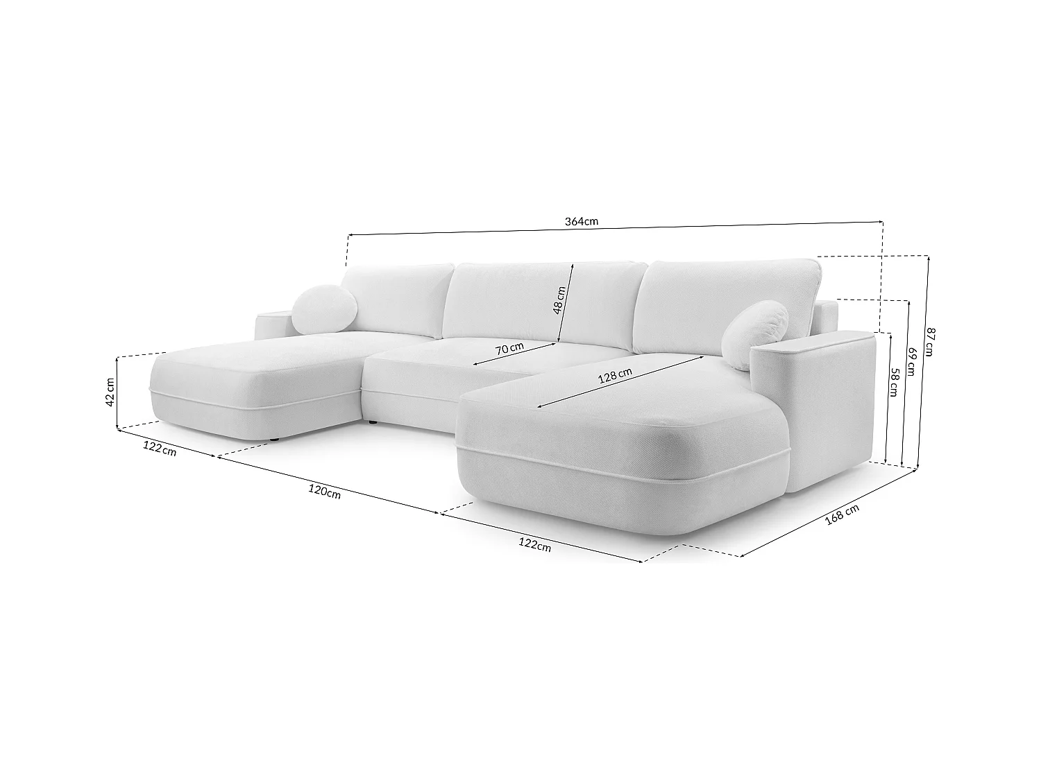 AX LIVING U Couch mit Schlaffunktion Peoni 364 cm elegantes Kupfer