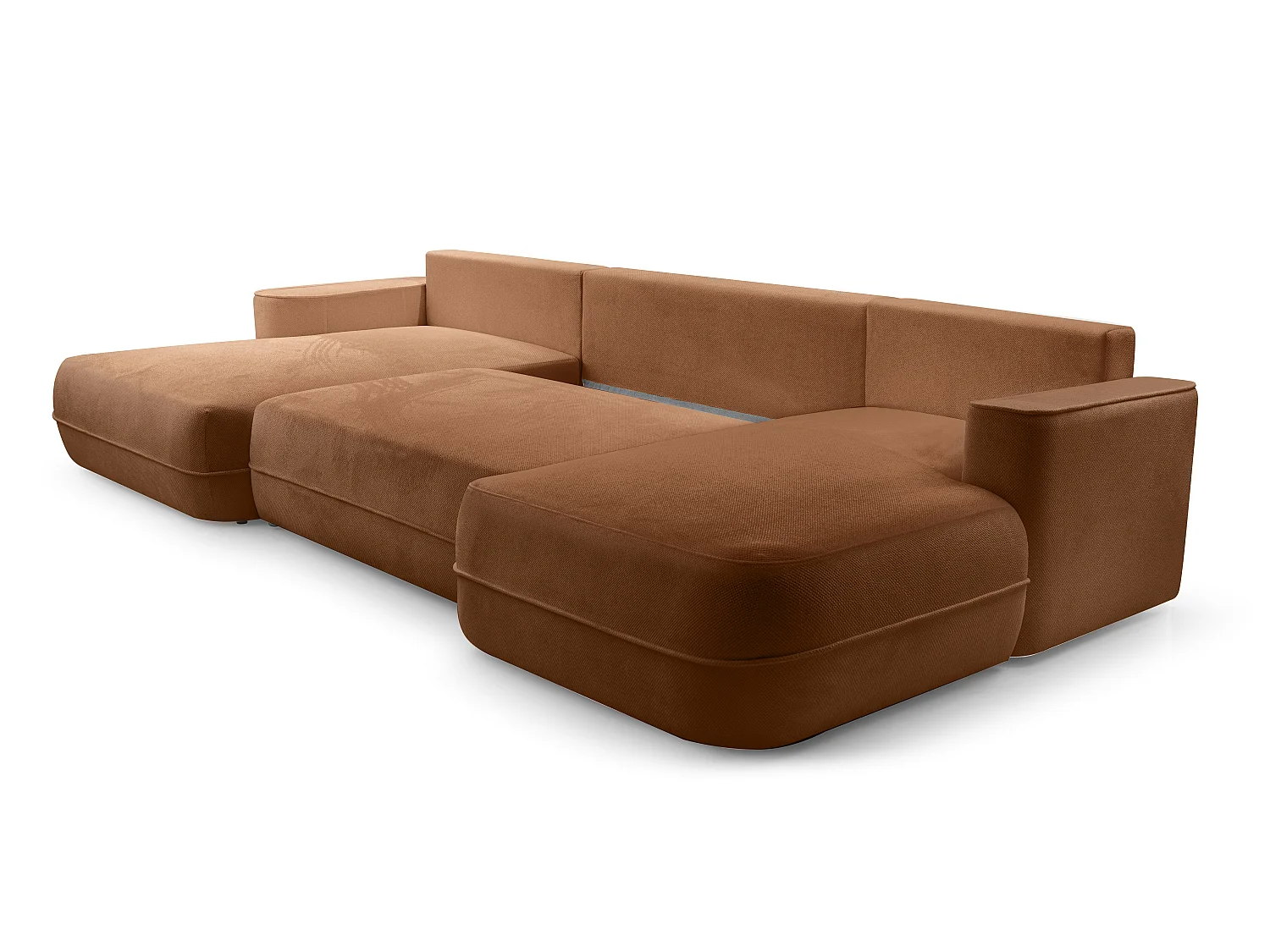 AX LIVING Canapé en U avec fonction lit Peoni 364 cm cuivre élégant