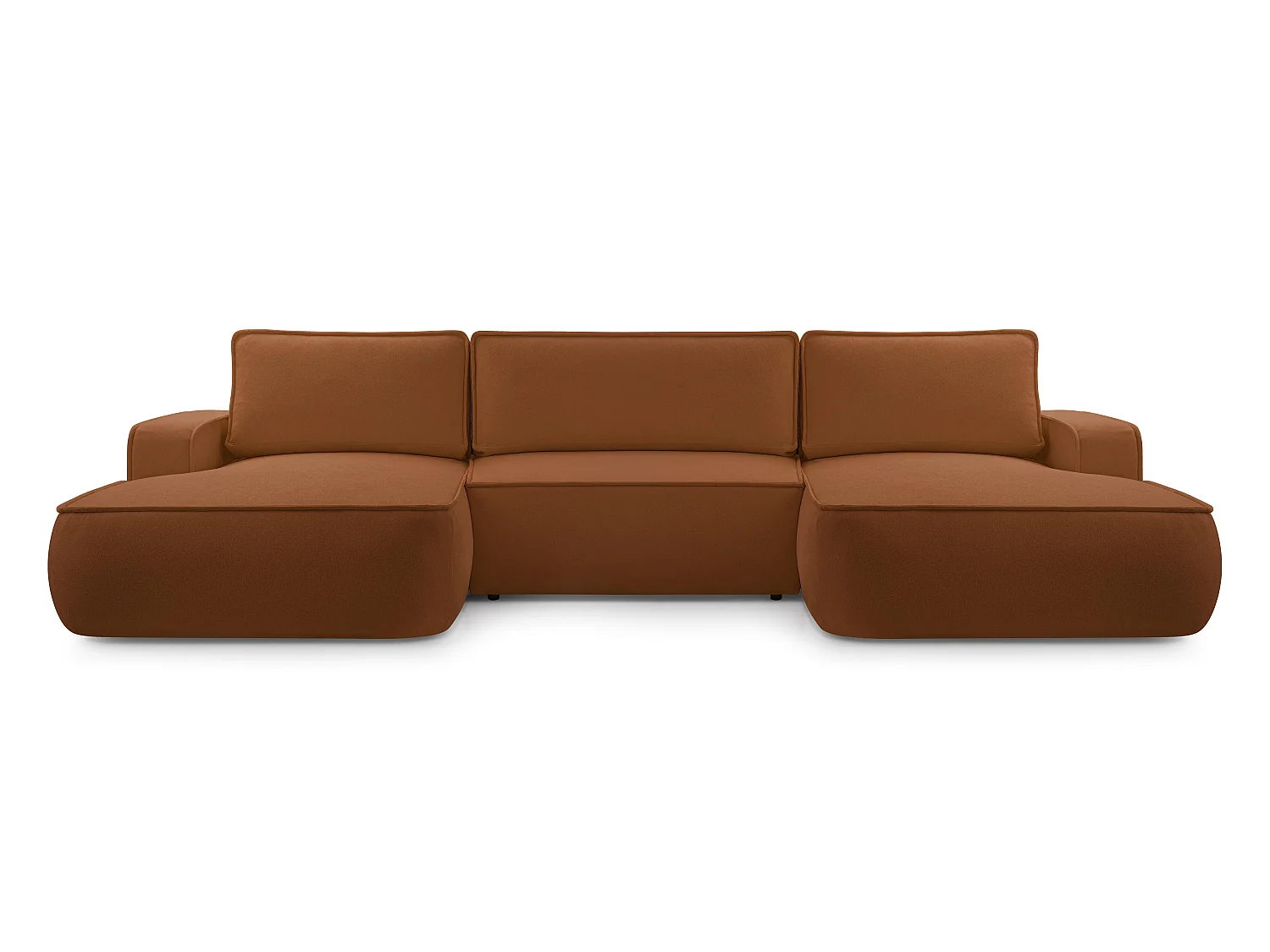 AX LIVING Canapé en U avec fonction lit Ablia 364 cm rouge brique