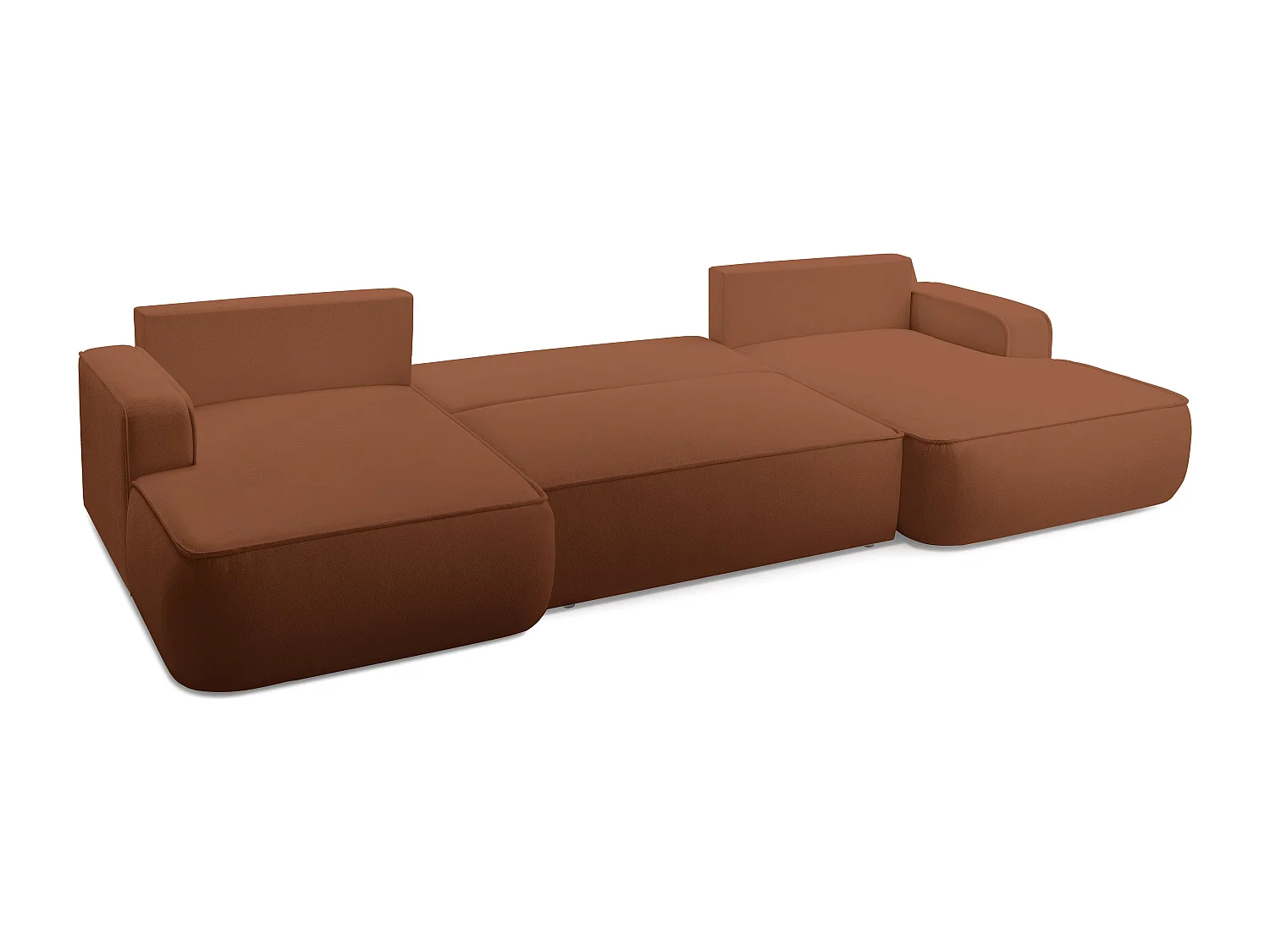 AX LIVING Canapé en U avec fonction lit Ablia 364 cm rouge brique