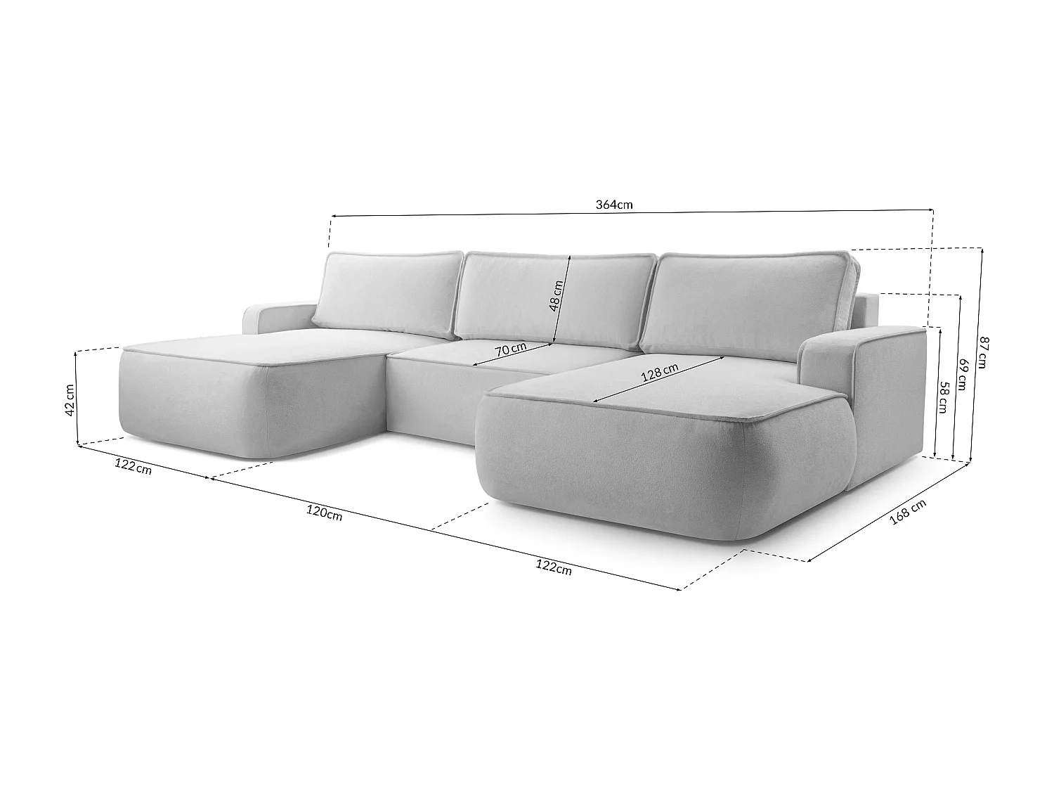 AX LIVING Canapé en U avec fonction lit Ablia 364 cm rouge brique